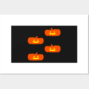 Squat Glowing Jack-O-Lantern Tile (Orange) Posters and Art